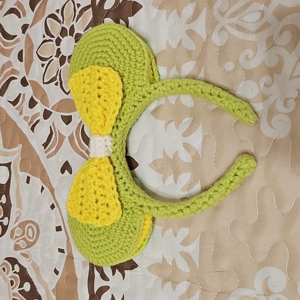 Green and Yellow (Tinkerbell Colors) Crochet Mouse Ears Headband